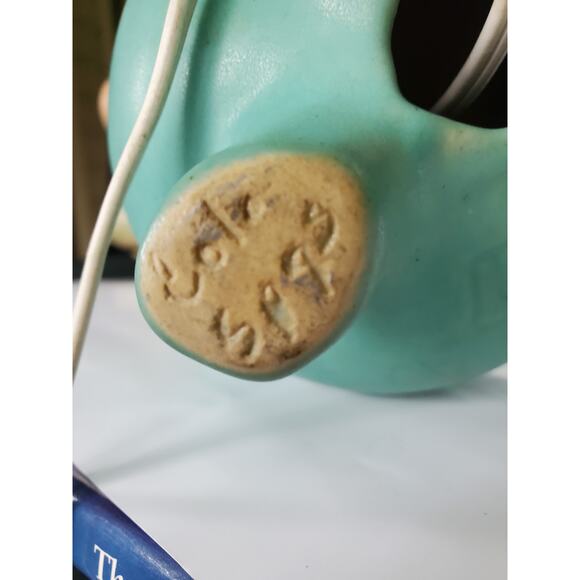 Vintage Van Briggle Blue Lamp with Wildflowers Butterflies Lampshade w/ Stamp - Picture 5 of 16